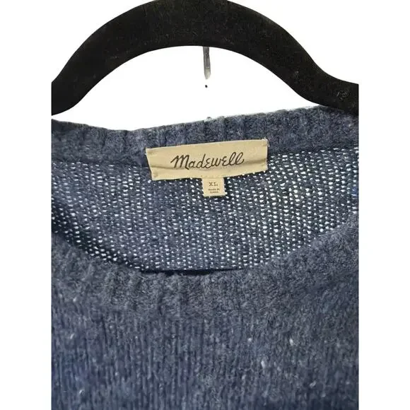 Madewell XL Blue Merino Wool Alpaca Blend Sweater Cozy Luxe Minimal - Picture 4 of 5